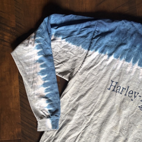 Harley-Davidson Blue & White Ombre Long Sleeve Tee - Picture 6 of 8